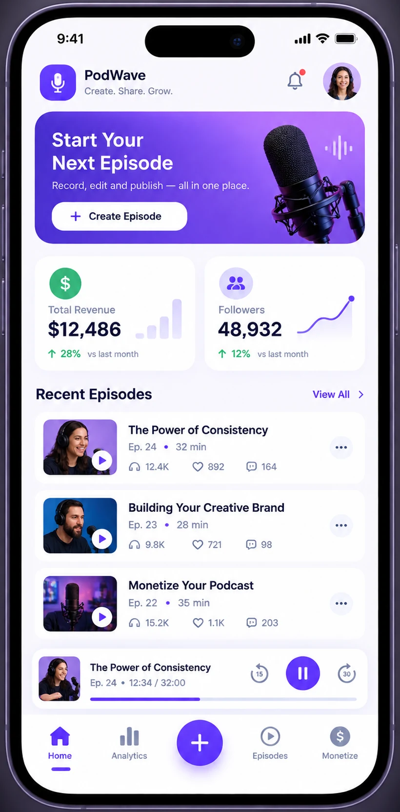 MyPodOps mobile app to create, manage and grow your podcast on the go