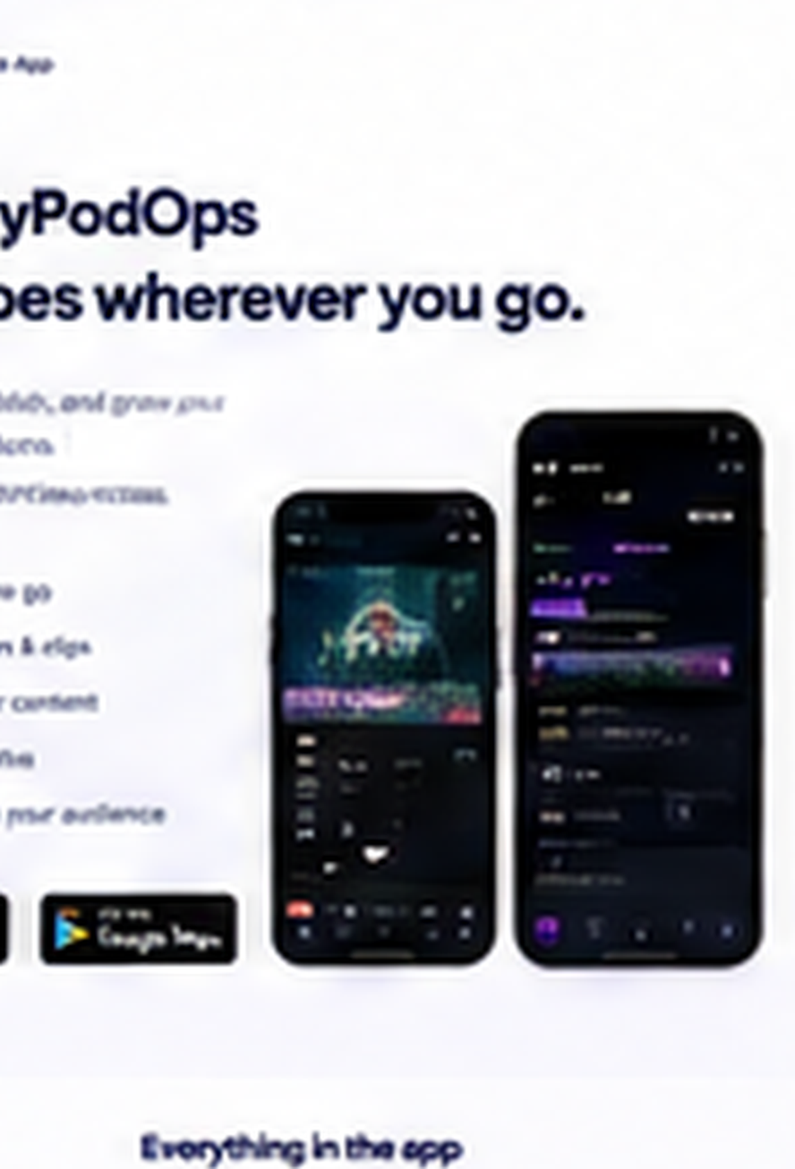 MyPodOps mobile app showing record, dashboard, and clips screens