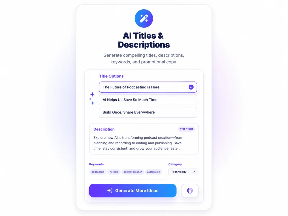 AI-generated episode titles and descriptions